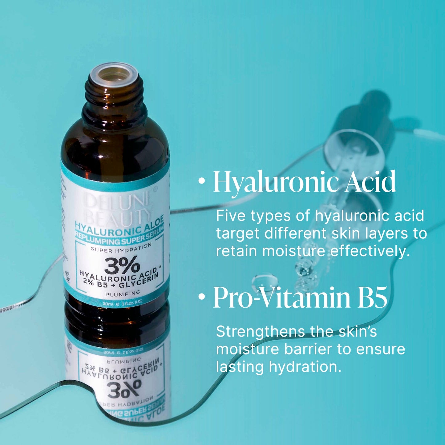 3% Hyaluronic Aloe B5 Face Serum - Delune