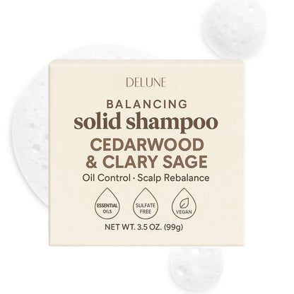 Cedarwood & Clary Sage Solid Shampoo Bar - Oil Control · Scalp Rebalance - Delune 