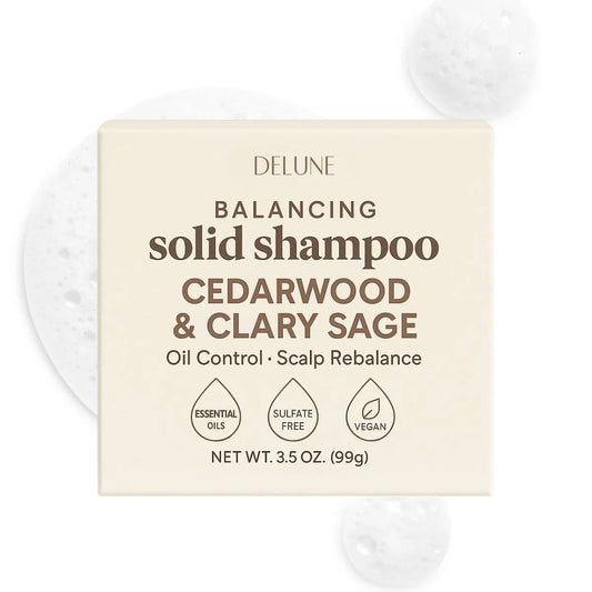 Cedarwood & Clary Sage Solid Shampoo Bar - Oil Control · Scalp Rebalance - Delune 