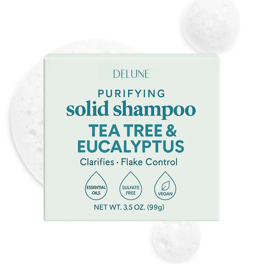 Tea Tree & Eucalyptus Solid Shampoo Bar - Clarifies · Flake Control - Delune 